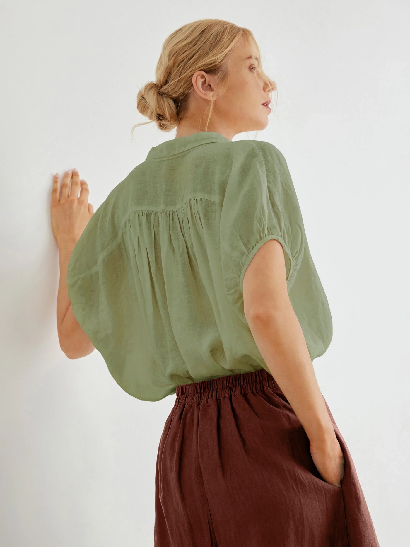 Sierra 100% Linen Button-Up Loose Shirt