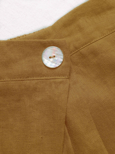 Calista 100% Linen A-Line Button Deco Midi Skirt