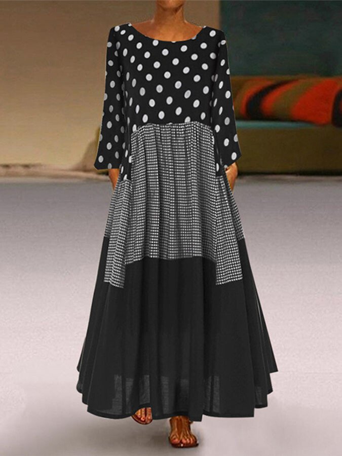 Polka Dot Print Stitching Dress