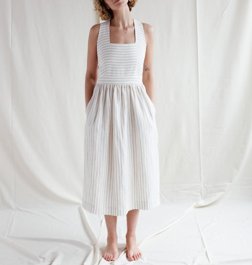 Linen /Cotton Cross Apron Dress
