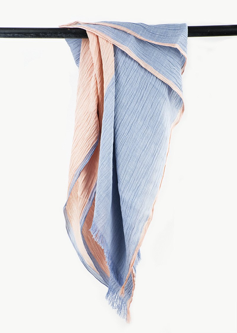 Color Stitching Cotton Crinkle Scarf