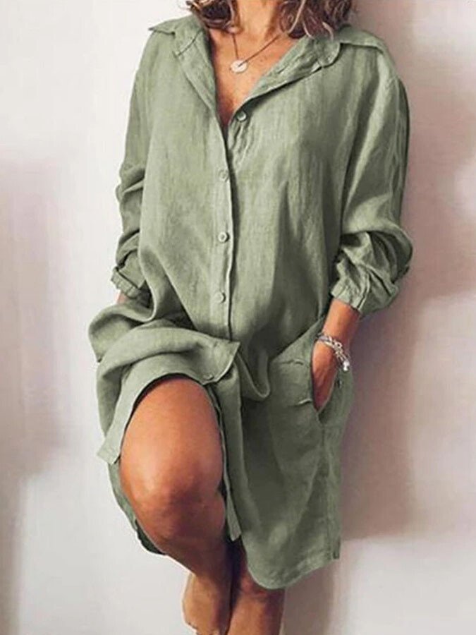 Casual Solid Color Long Blouse