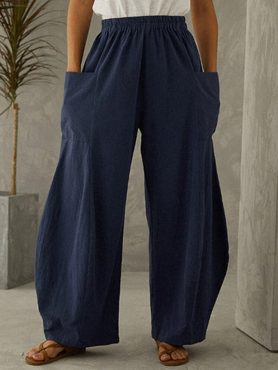 Women's Pure Color Cotton Casual Pants
