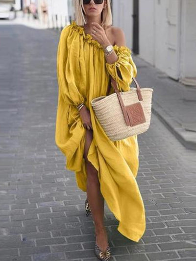 Chic Style One-shoulder Big Swing Loose Dresses