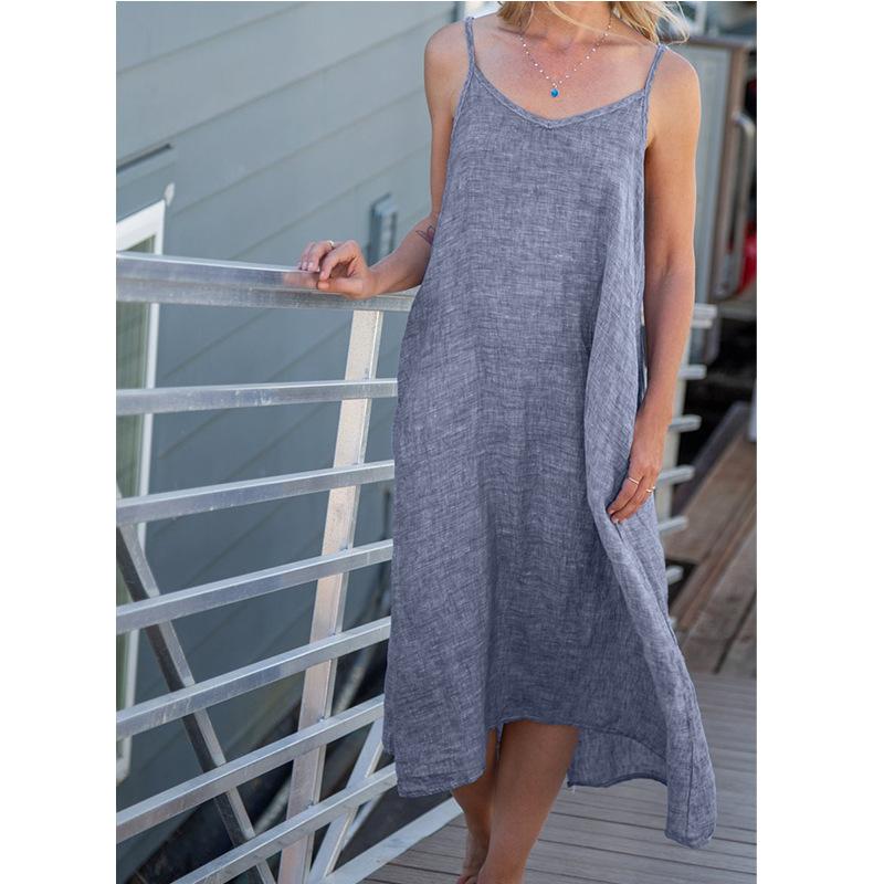 Casual Solid Color Slip Dress