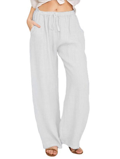 Women's casual cotton linen loose trousers