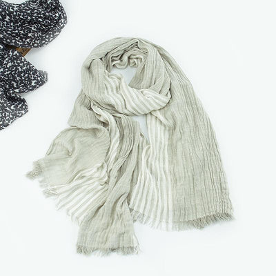 Patchwork Frayed Natural Cotton Scarf