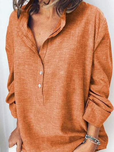 Casual Long Sleeve Solid Color Blouses