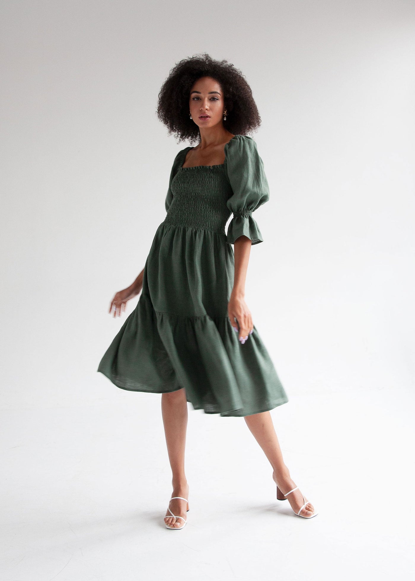 "Karen" Sage Green Midi Dress