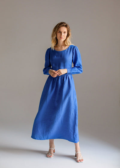 "Charlotte" Blue linen Dress