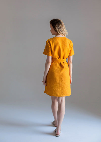 "Taylor" Mustard Yellow Wrap Dress