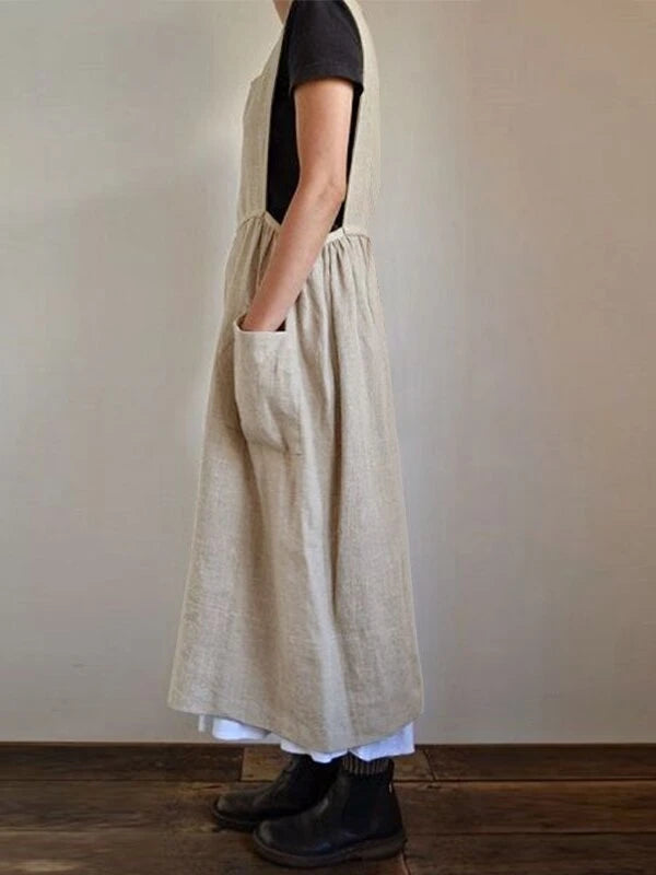 Loose Cotton And Linen Sleeveless Maxi Dress