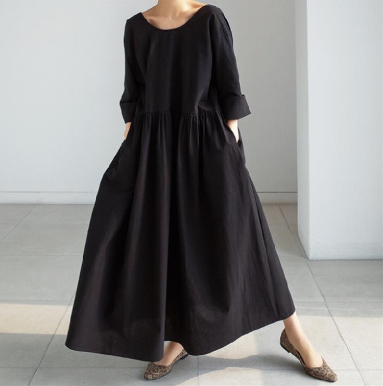 Minimalism Style Cotton Maxi Dress