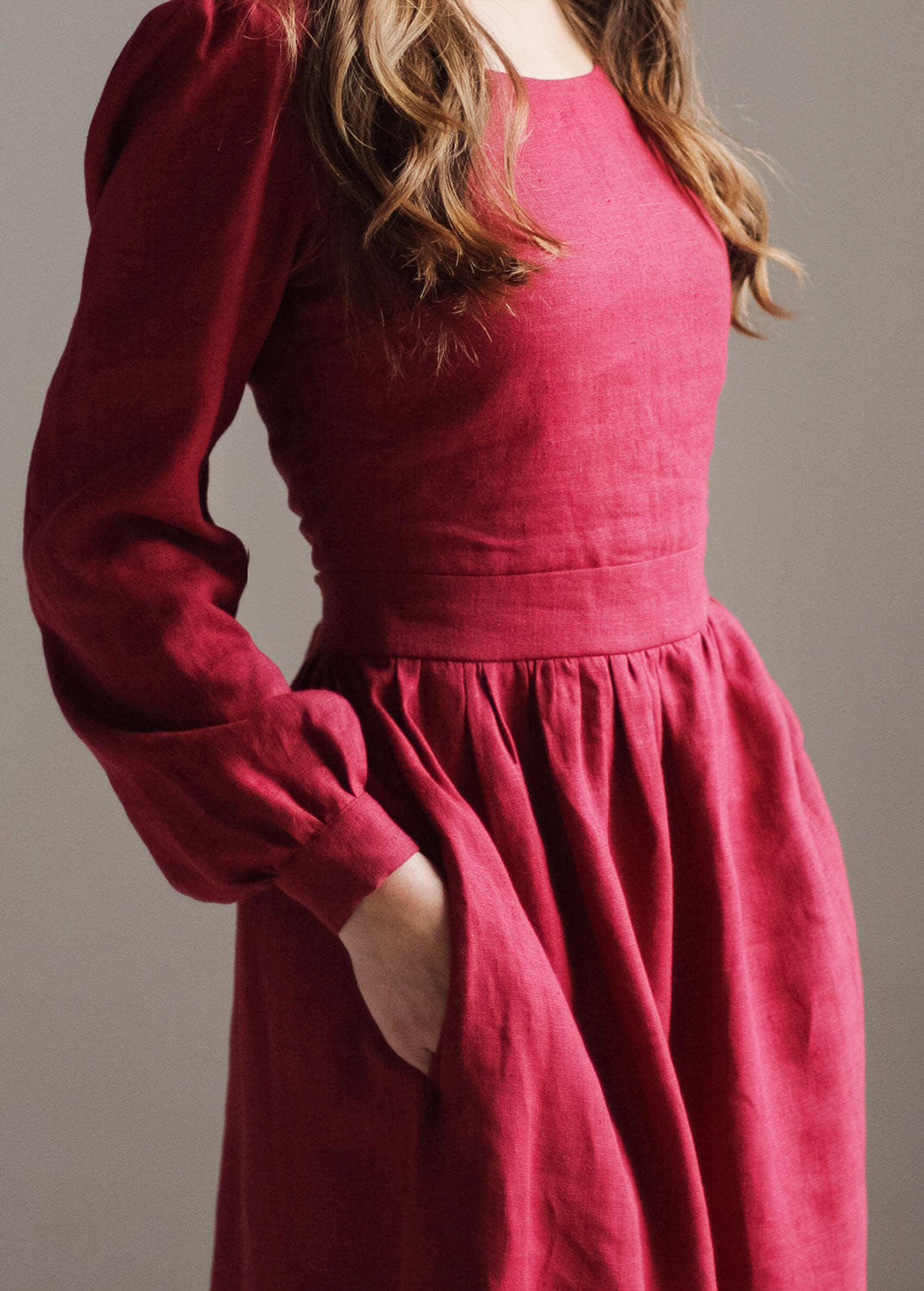 "Charlotte" Long Sleeve Burgundy Maxi Dress