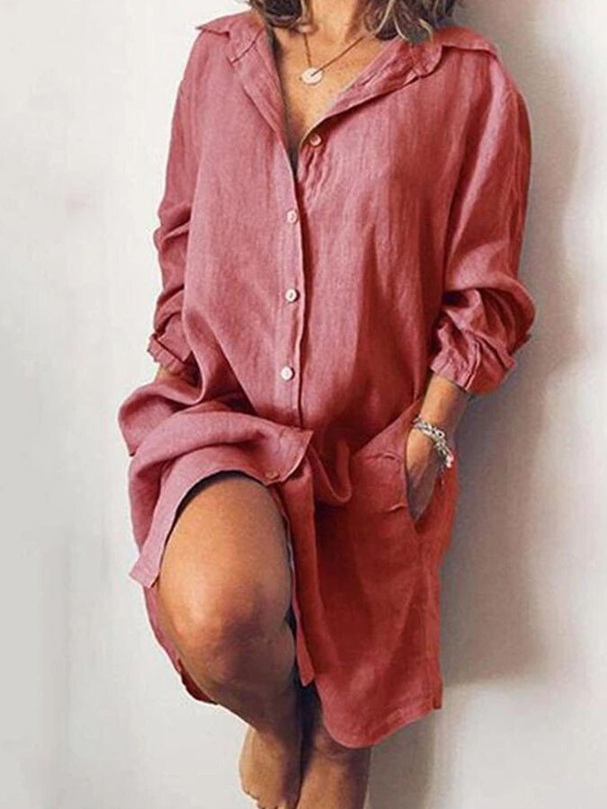 Casual Solid Color Long Blouse