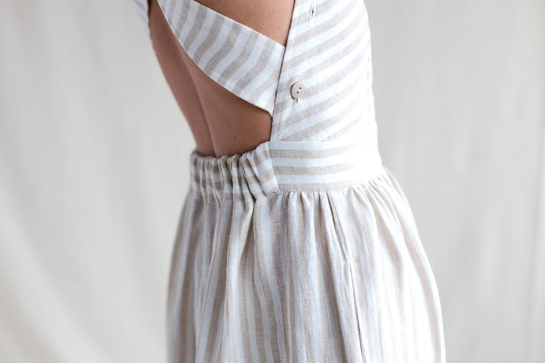 Linen /Cotton Cross Apron Dress