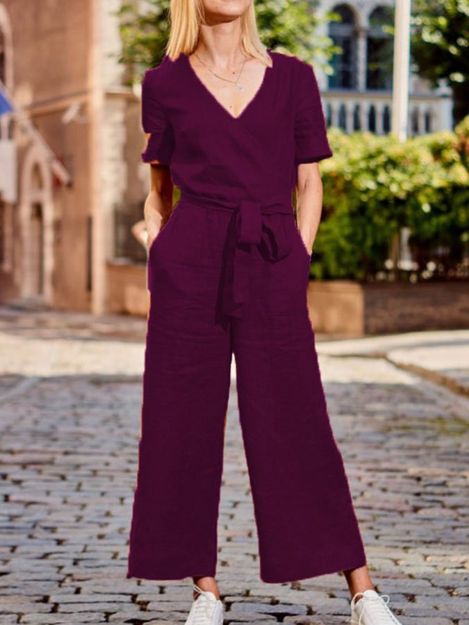 Solid Color Casual Jumpsuit