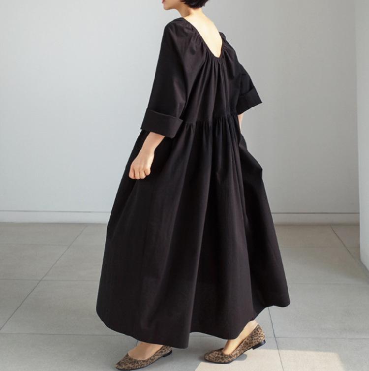 Minimalism Style Cotton Maxi Dress