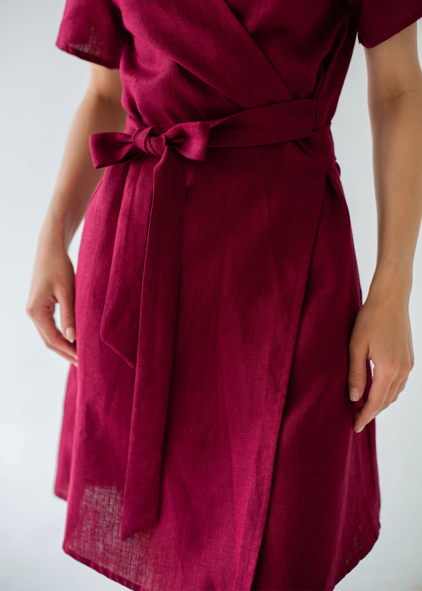 "Taylor" Burgundy Linen Dress