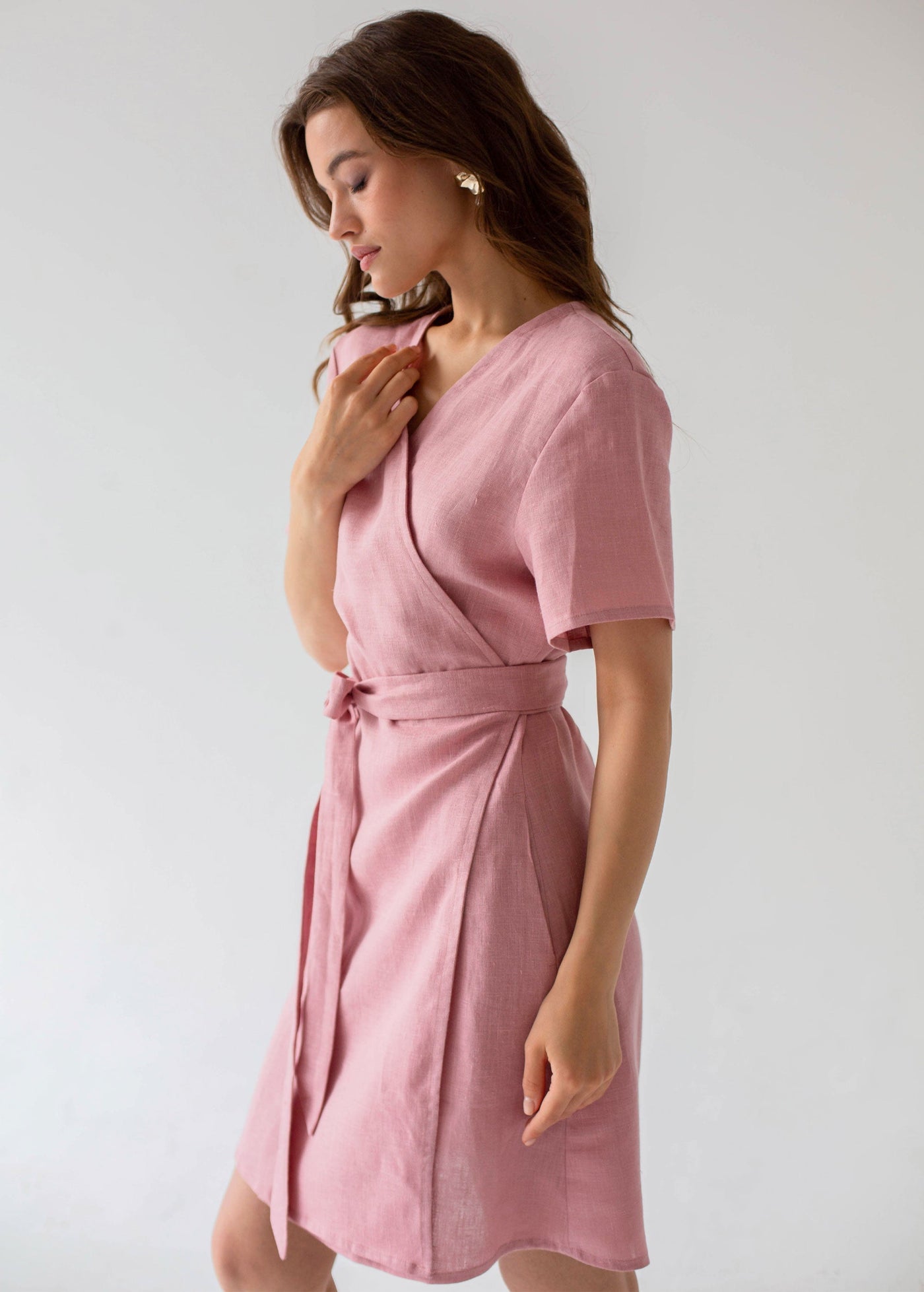 "Taylor" Pink Linen Dress