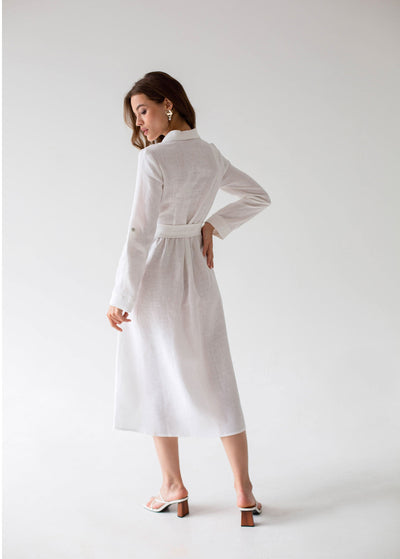 "Daisy" White Linen Dress