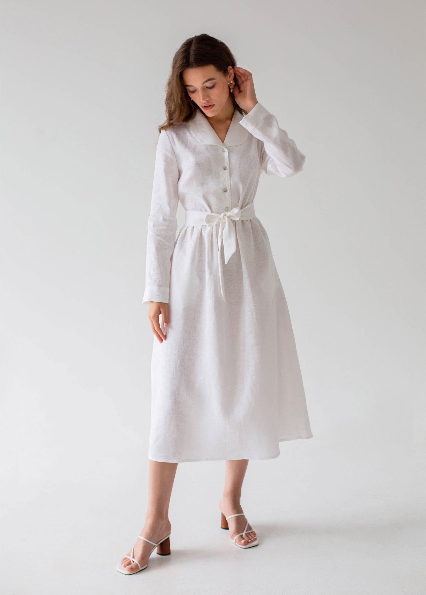 "Daisy" White Linen Dress