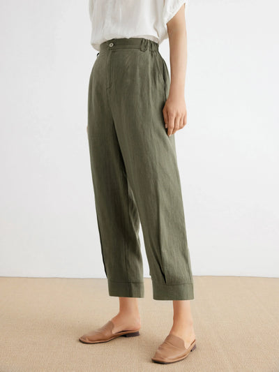Aaliyah 100% Linen High Waisted Cropped Pants