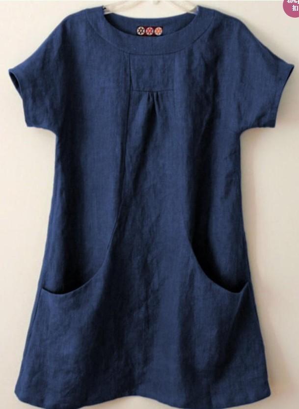 Short Sleeve Pockets Cotton-Blend Shirts & Tops