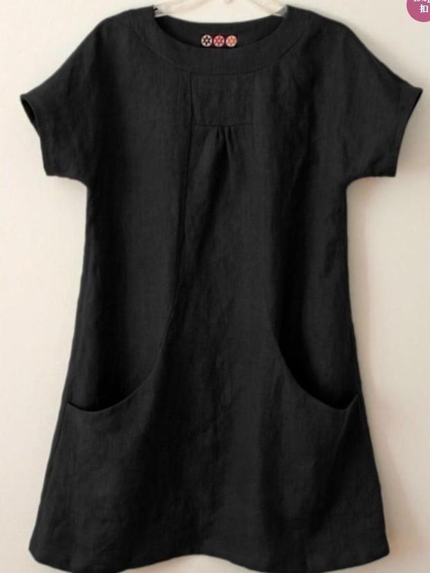 Short Sleeve Pockets Cotton-Blend Shirts & Tops