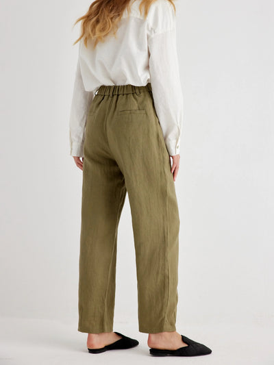 Rory 100% Linen Relaxed Fit Straight Leg Ankle Pants