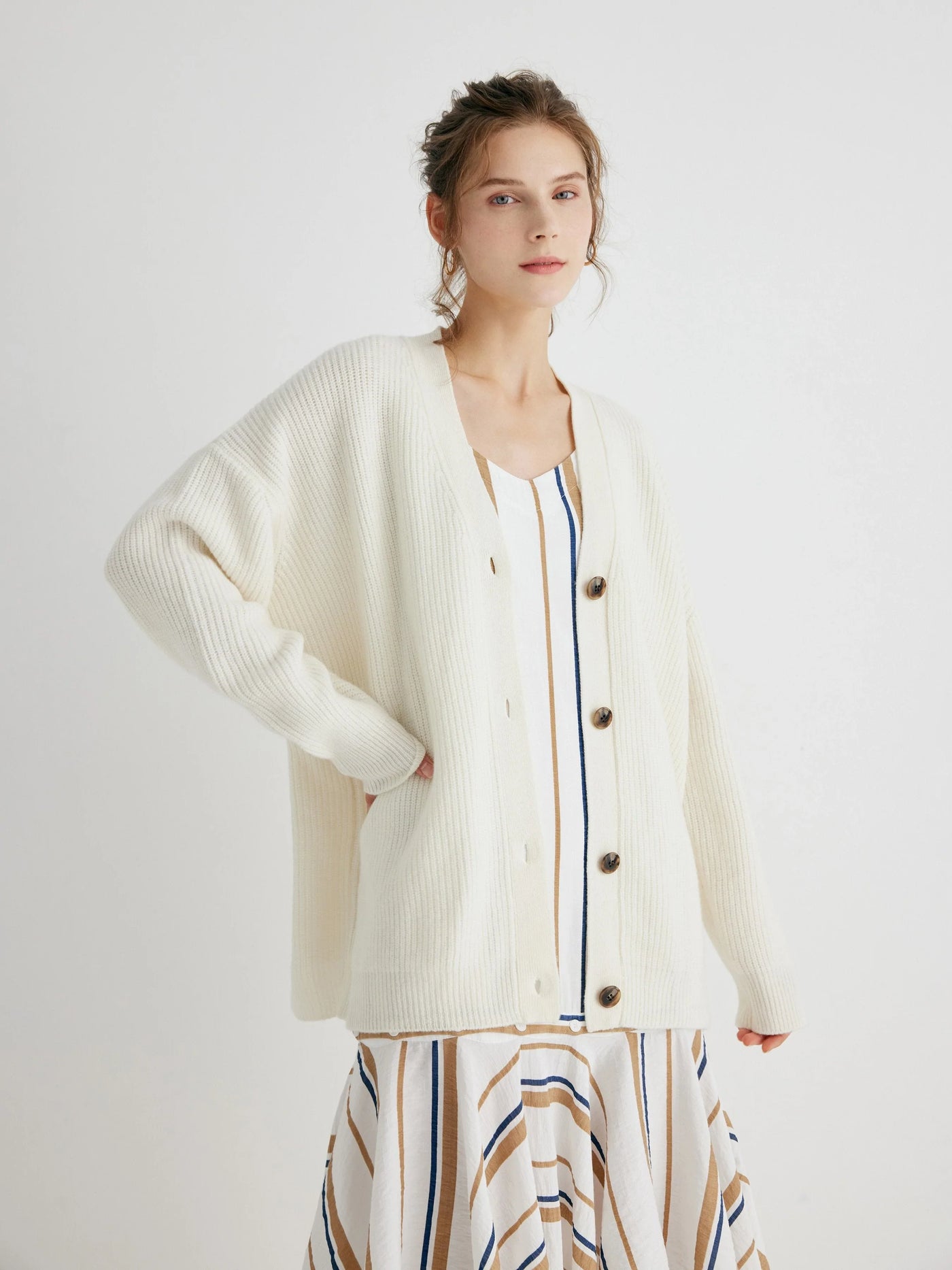 The Essential 100% Merino Wool White Oversized Cardigan