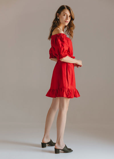 "Ayana" Red Off The Shoulder Short Dress